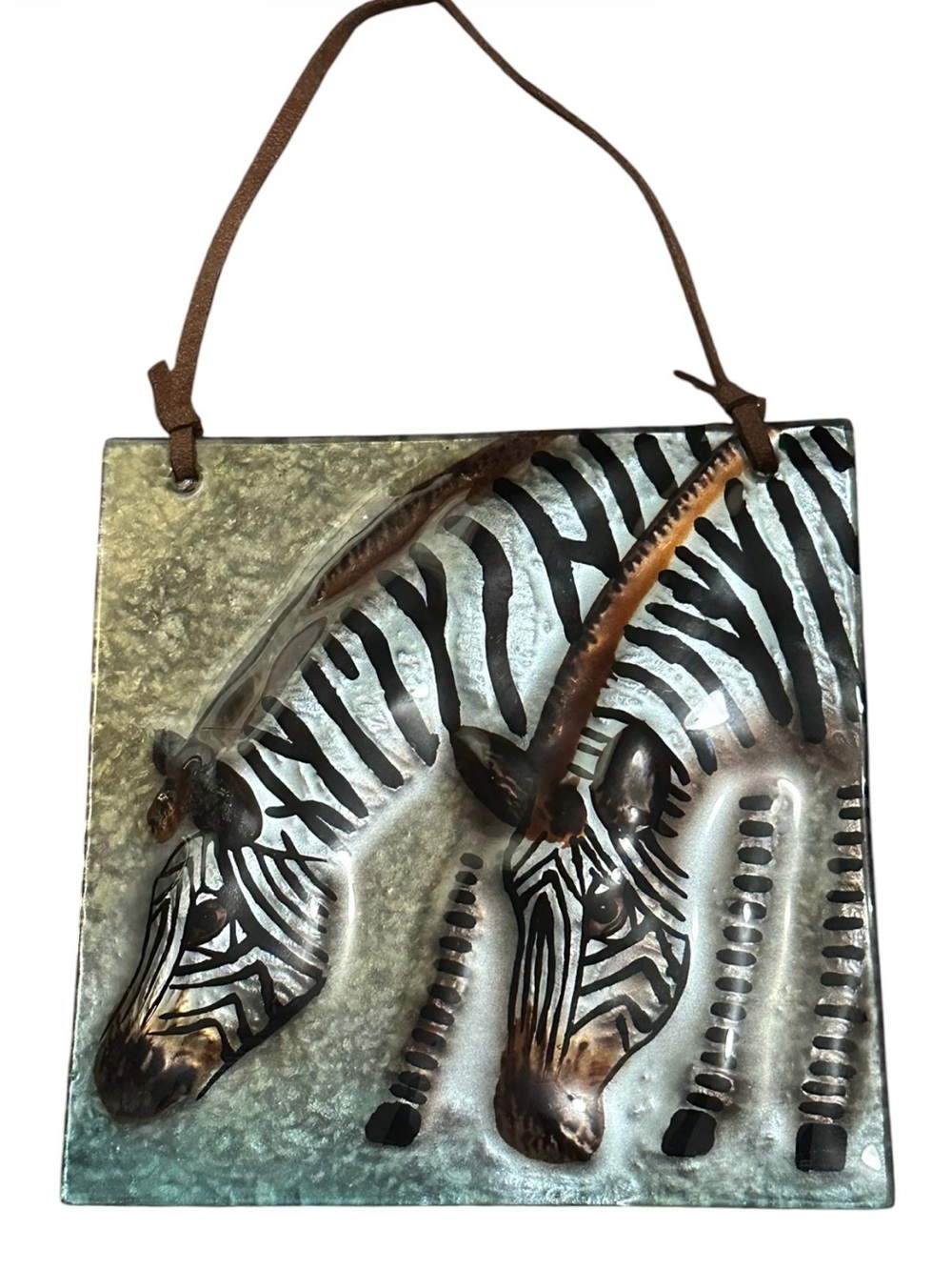 Zebra glass Wall decor - Black, Silver, Brown
